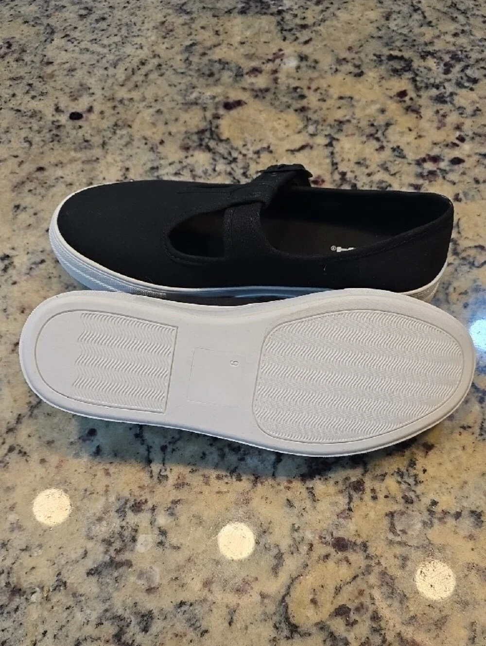Soda Black Canvas Mary Jane Sneakers with White Sole - NWOB